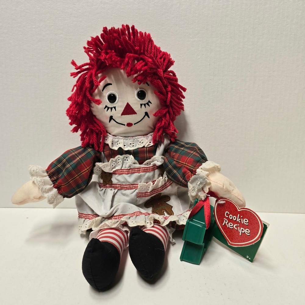 Applause Raggedy Ann Cookie Chef Plush Doll Holiday Plaid Dress 12in